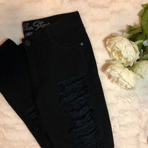 Ripped Lace Black Jeans